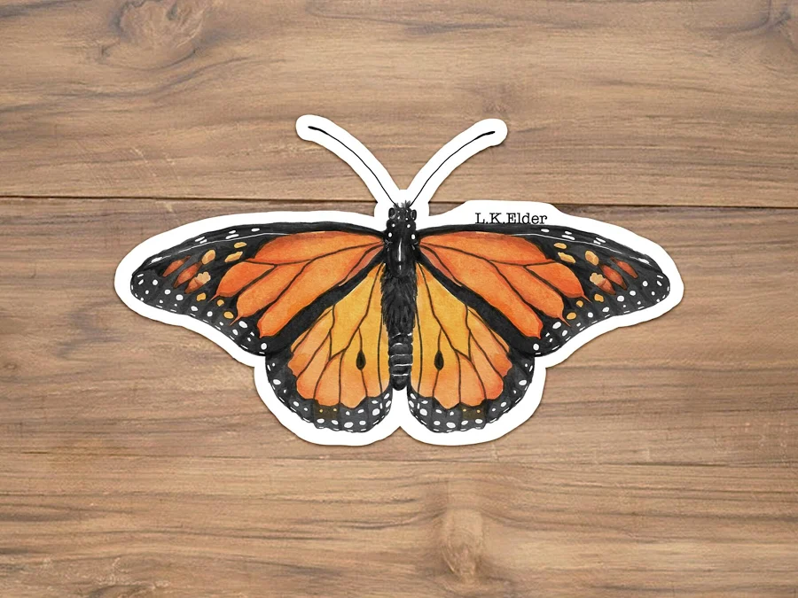 Watercolor Monarch Butterfly Vinyl Sticker