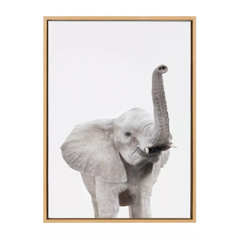 Sylvie Young Elephant Framed Canvas by Amy Peterson