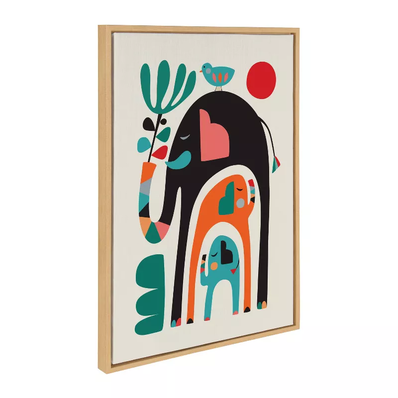 Kate and Laurel Sylvie Three Elephants Framed Canvas