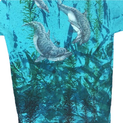 Vintage 90s Dolphin All-over Ocean Print T-shirt Medium
