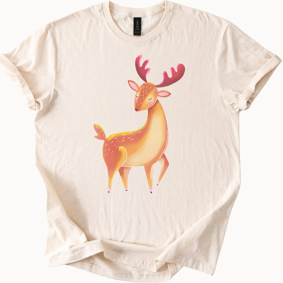 Soft Pastel Deer Graphic T-Shirt