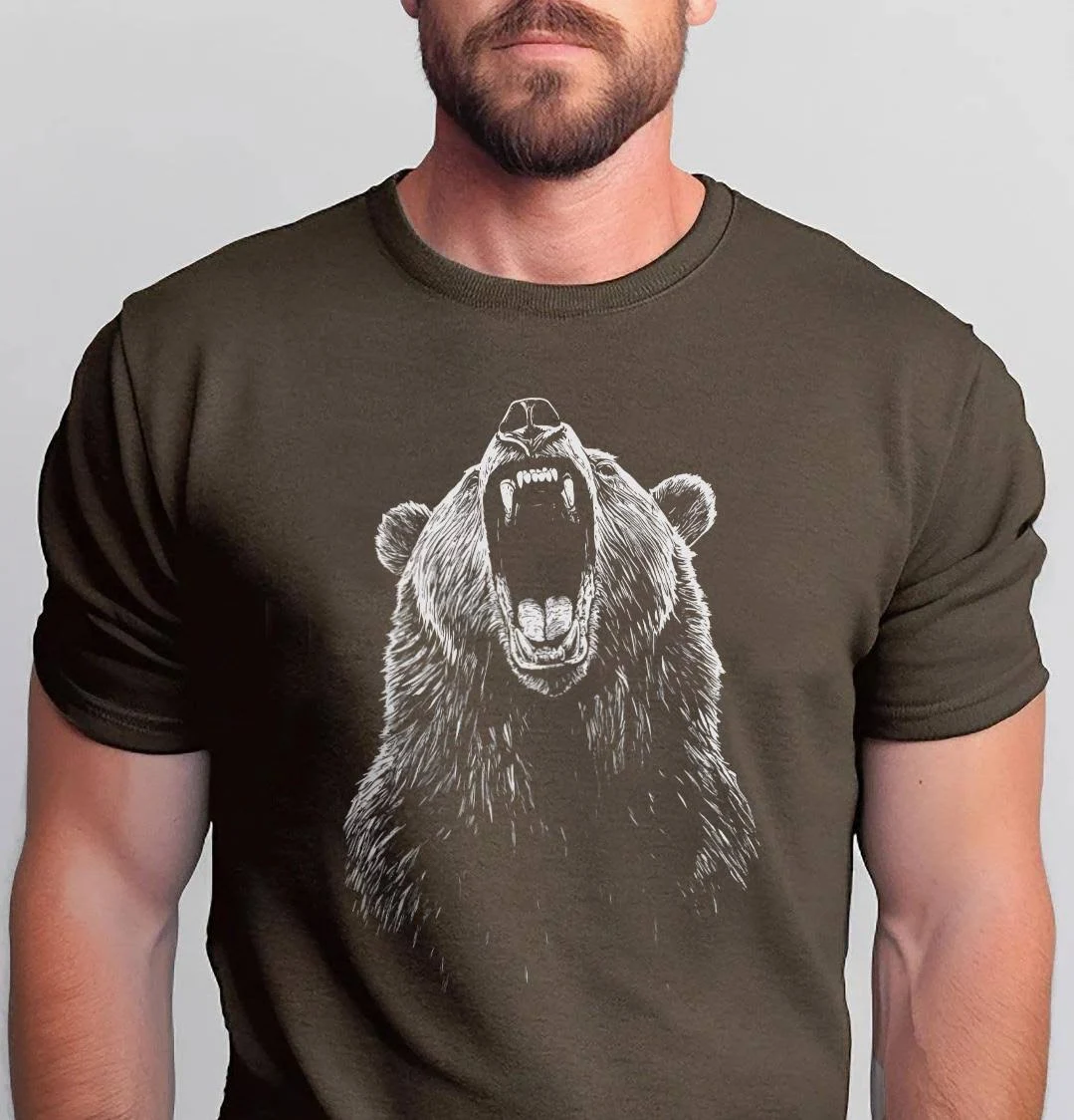 Roaring Grizzly Bear Graphic T-Shirt