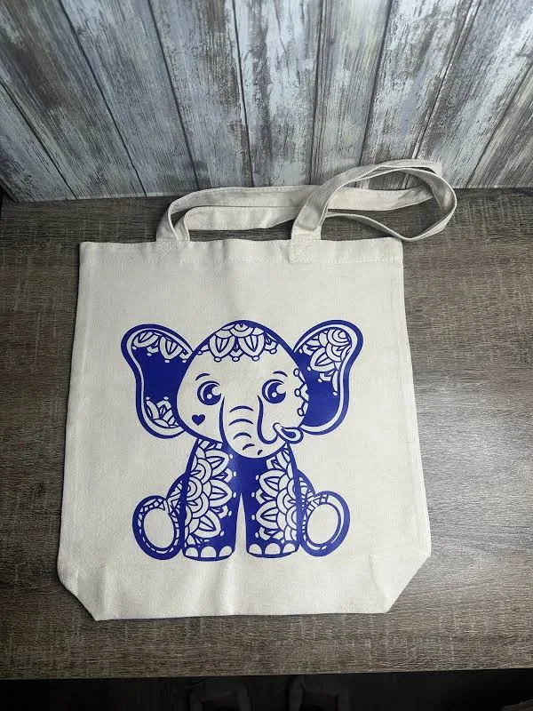 Large Elephant Cotton Canvas Tote Bag